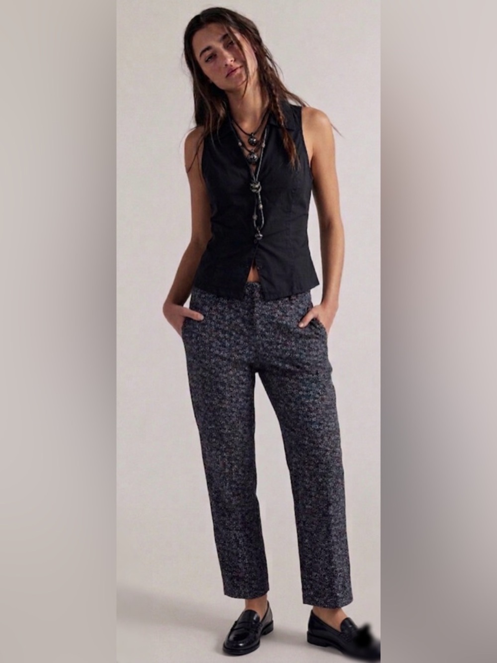 Gap Skinny Ankle Pants Bi-Stretch Micro Floral Black White 4R NWOT